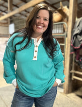 Load image into Gallery viewer, Turquoise Ribbed Long Sleeve - S-XL