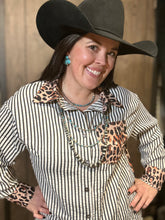 Load image into Gallery viewer, Cheetah &amp; Stripes Button Up - S &amp; L