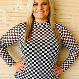 Load image into Gallery viewer, Checkerboard Mesh Top - S-2X!!!