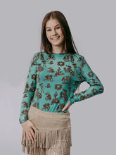 Load image into Gallery viewer, Turq/Brown 3D Mesh Top - S-L