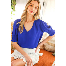 Load image into Gallery viewer, Royal Vneck Blouse - S-L