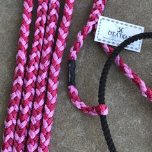 Load image into Gallery viewer, Burgundy/Bubble Gum Rope Nose Mule Tape Halter - Black Rope