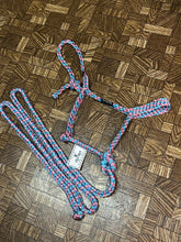 Load image into Gallery viewer, Turquoise/Rose Mule Tape Halter