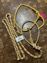 Load image into Gallery viewer, Golden Yellow/Chocolate/Cream Rope Nose Mule Tape Halter
