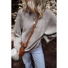 Load image into Gallery viewer, Cream/Brown Boat Neck Sweater S-2X