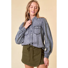 Load image into Gallery viewer, Black Denim Pearl Snap - S &amp; L
