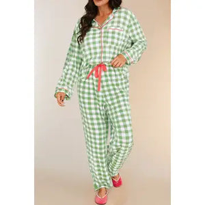 Christmas Button Up Sleep Set - Green -S-XL