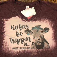 Load image into Gallery viewer, Heifer&#39;s Bleached Vneck T - XS-2X!