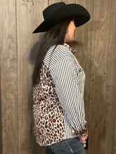 Load image into Gallery viewer, Cheetah &amp; Stripes Button Up - S &amp; L