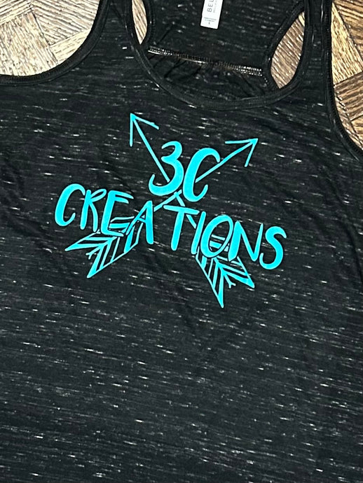 3C Black Flowy Racerback Tank - 3 Colors! - XS-2X