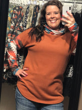 Load image into Gallery viewer, Rust Aztec Cowl Neck - S - RUNS BIGS!