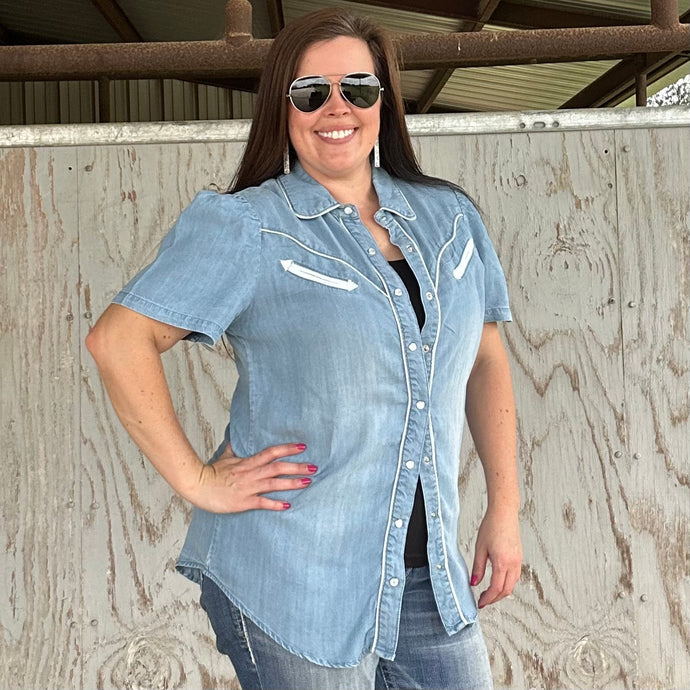 Denim Pearl Snap - M