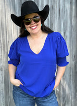 Load image into Gallery viewer, Royal Vneck Blouse - S-L