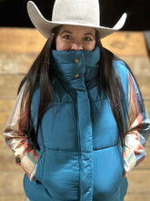 Load image into Gallery viewer, Teal Blue Puffer Vest - S &amp; L