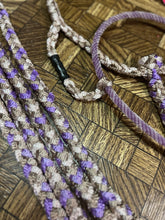 Load image into Gallery viewer, Lt Purple/Chocolate/Cream Rope Nose Mule Tape Halter