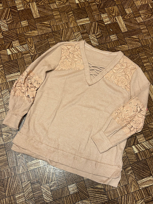 Khaki & Lace Top - S & M