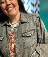 Load image into Gallery viewer, Black Denim Pearl Snap - S &amp; L