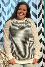 Load image into Gallery viewer, Black&amp; White Crochet Sleeve - XL