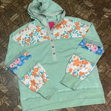 Load image into Gallery viewer, Mint &amp; Floral Hoodie- S-XL