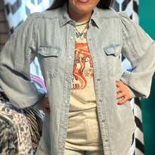 Load image into Gallery viewer, Denim Pearl Snap - L
