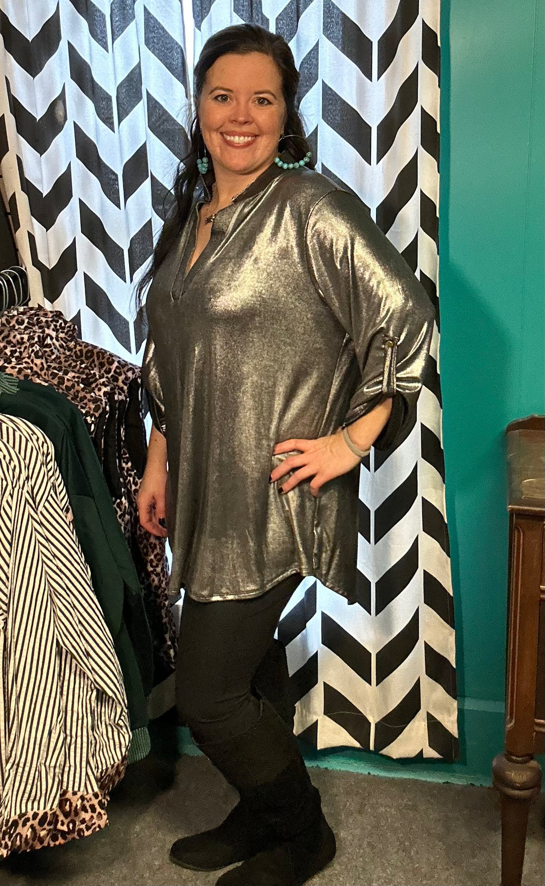 Metallic Silver 3/4 -XL-3X