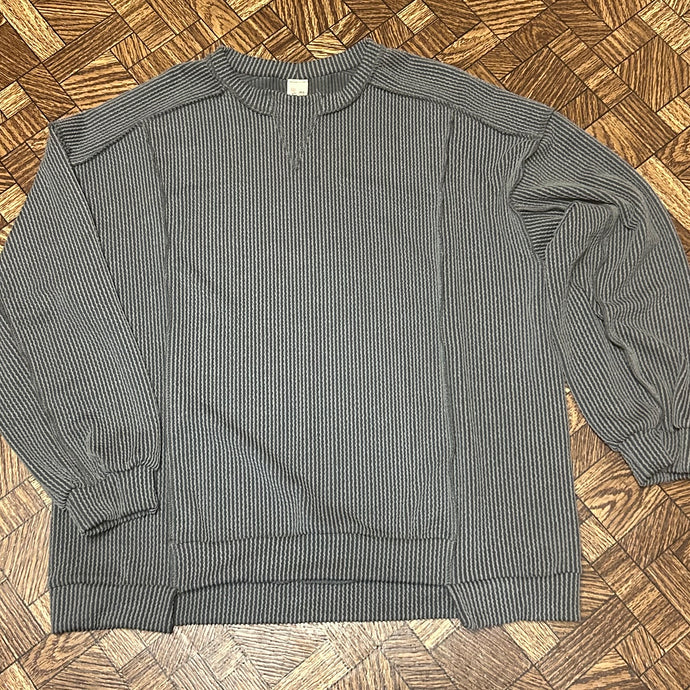 Charcoal Ribbed Long Sleeve - S L XL