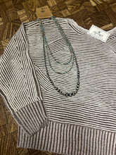 Load image into Gallery viewer, Cream/Brown Boat Neck Sweater S-2X