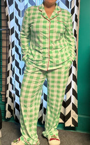 Christmas Button Up Sleep Set - Green -S-XL