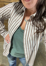 Load image into Gallery viewer, Chocolate Stripe Button Up - S-L
