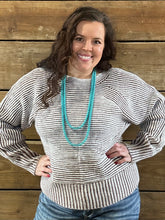 Load image into Gallery viewer, Cream/Brown Boat Neck Sweater S-2X