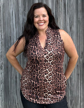 Load image into Gallery viewer, Cheetah Vneck Tank - XS-2X