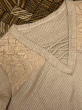 Load image into Gallery viewer, Khaki &amp; Lace Top - S &amp; M