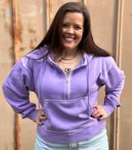 Load image into Gallery viewer, Coral Crop-1/2 Zip-Hoodie - L
