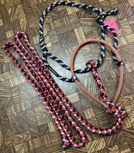 Load image into Gallery viewer, Red, Black &amp; Silver Rope Nose Mule Tape Halter