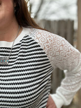 Load image into Gallery viewer, Black&amp; White Crochet Sleeve - XL