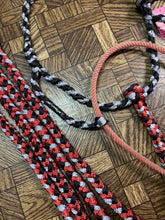 Load image into Gallery viewer, Red, Black &amp; Silver Rope Nose Mule Tape Halter