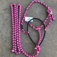 Load image into Gallery viewer, Burgundy/Bubble Gum Rope Nose Mule Tape Halter - Black Rope