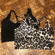 Load image into Gallery viewer, Bralette - Black S, Snow Leopard S&amp; L