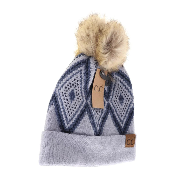 Diamond Pattern - CC PomPom Beanie