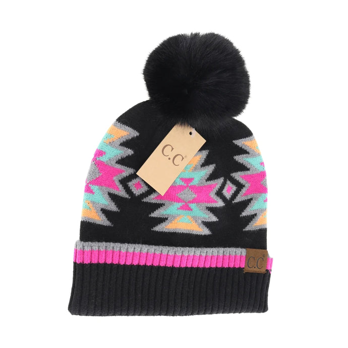 Bold Aztec - CC PomPom Beanie