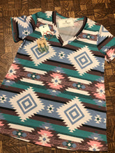 Load image into Gallery viewer, Blue Aztec Vneck T - 1X, 3X!!! - RUNS BIG!