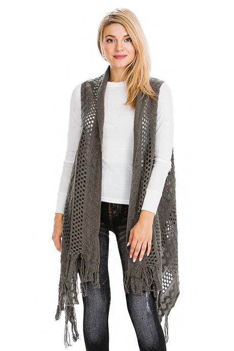 Crochet Vest - OS - BLACK