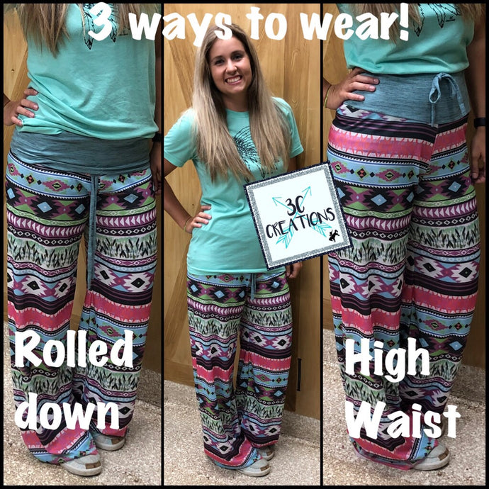 Aztec High Waist Lounge Pants - S-XL - MANY COLORS!