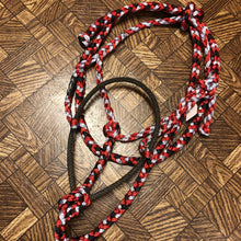 Load image into Gallery viewer, Red, Black &amp; Silver Rope Nose Mule Tape Halter