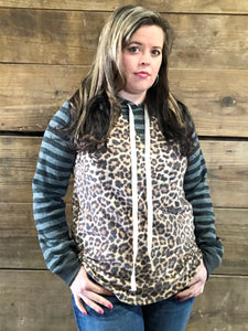 Cheetah & Stripes Hoodie - L & XL