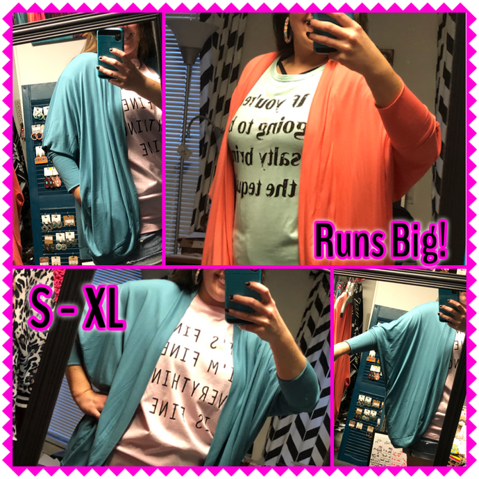 Dolman Cardi - Coral- L & XL! Runs BIG!!