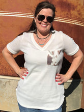 Load image into Gallery viewer, White Cowhide Pocket T - M