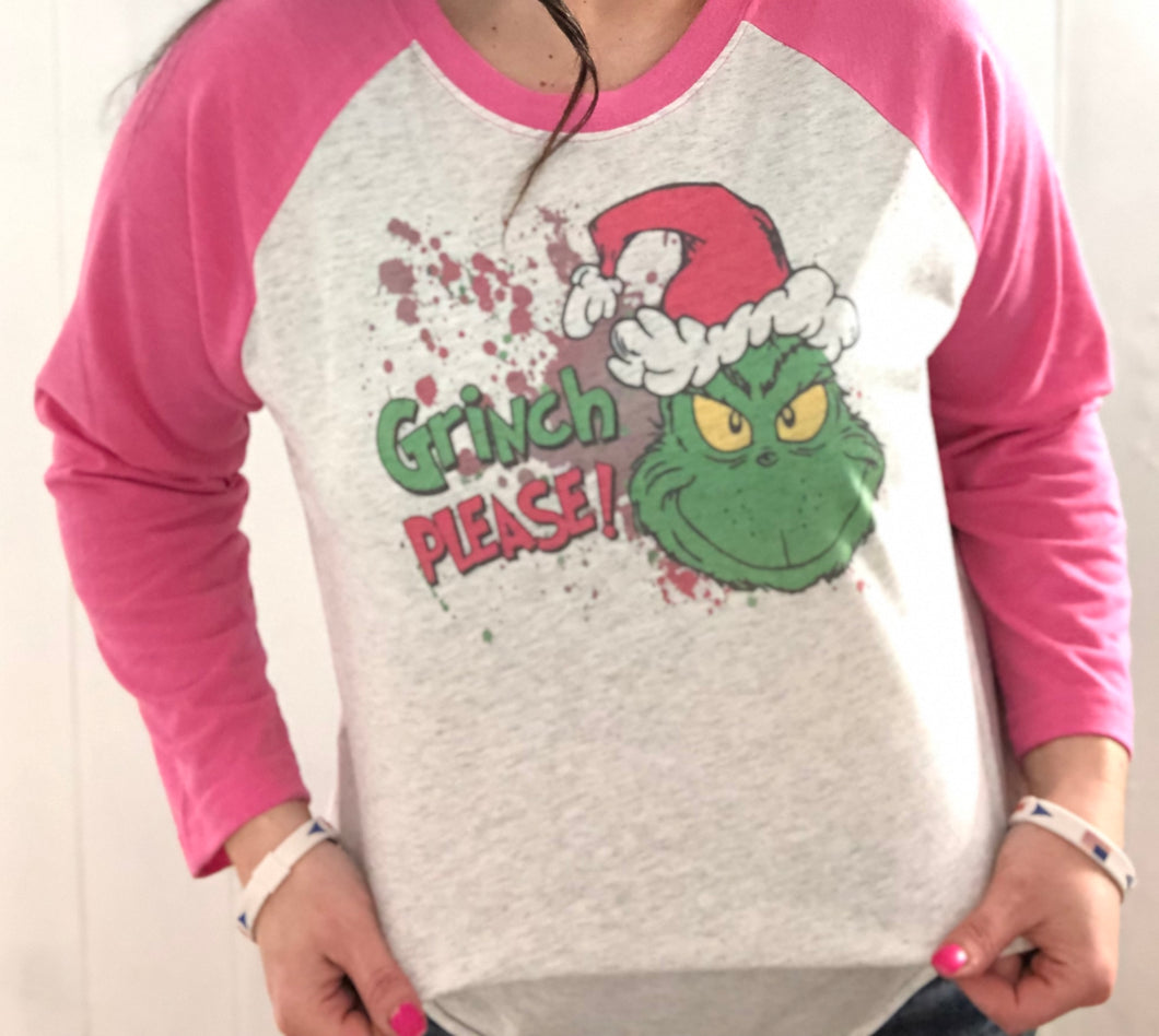 Grinch Please Baseball T - M& 2X