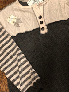 Charcoal/Cream Knit LS - XL-1X !!!